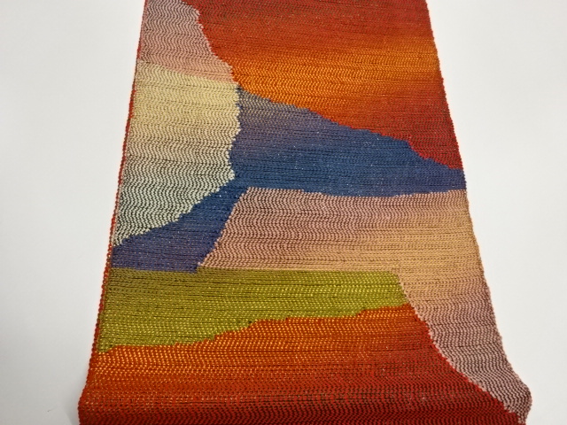  紙布抽象模様織出し夏用名古屋帯